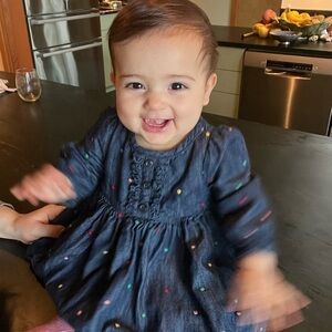 GAP Kids Dress - Navy with Multicolor Dots